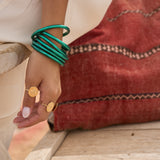 Bracelet Bouddhiste épais - Bleu canard
