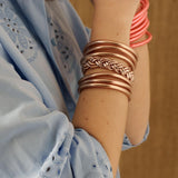 Bracelet Bouddhiste double Tressé  - Champagne