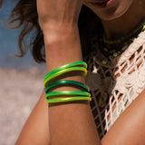 Bracelet Bouddhiste épais - Vert paon