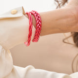Bracelet Bouddhiste Tressé  - Rouge clair